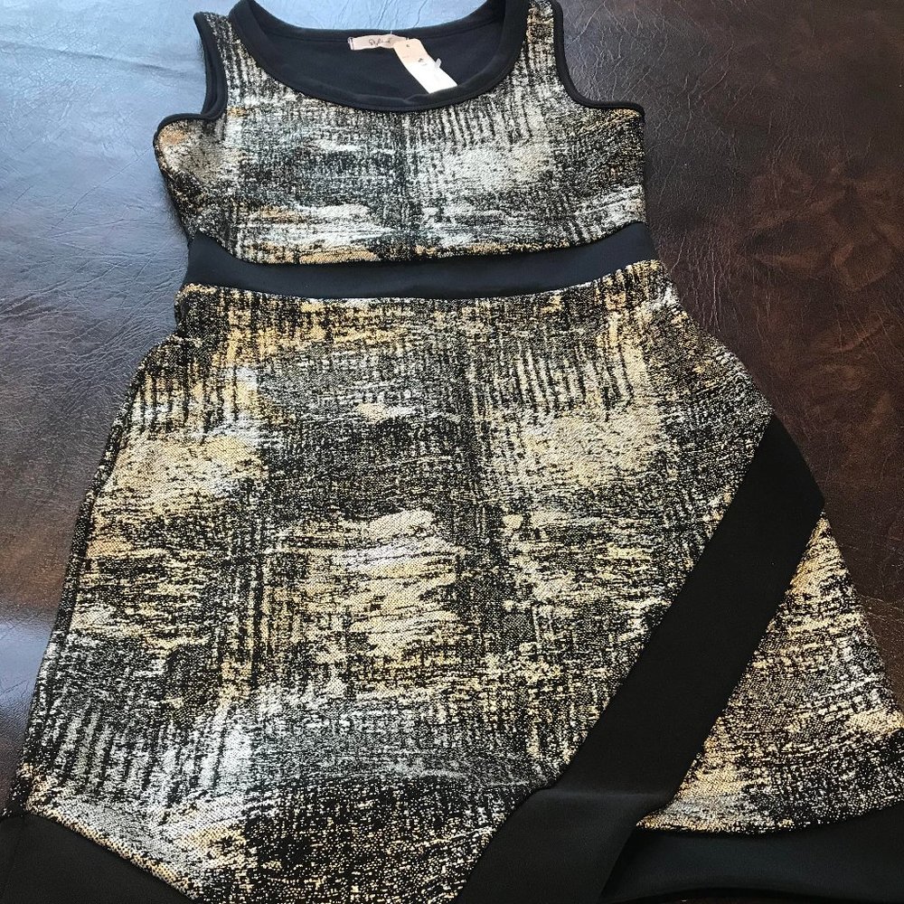 New! Stylebook Fashion sleeveless dress. Bk/gold.S